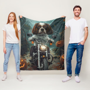Cavalier King Charles Spaniel Halloween Skräckinja Fleecefilt