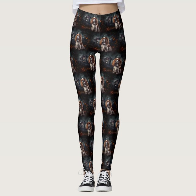 Cavalier King Charles Spaniel Halloween Skräckinja Leggings (Framsida)