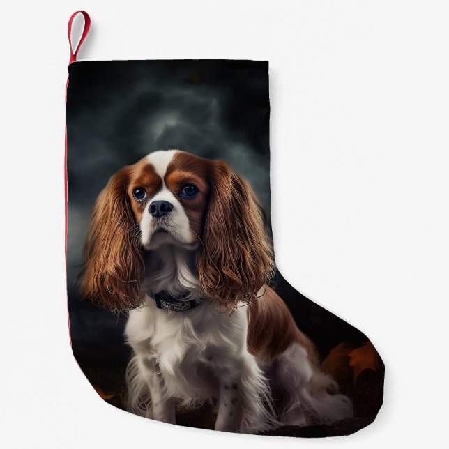 Cavalier King Charles Spaniel Halloween Skräckinja Liten Julstrumpa (Framsidan)