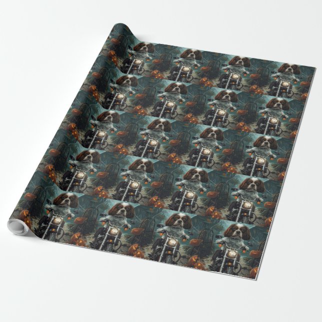 Cavalier King Charles Spaniel Halloween Skräckinja Presentpapper (Utrullad)