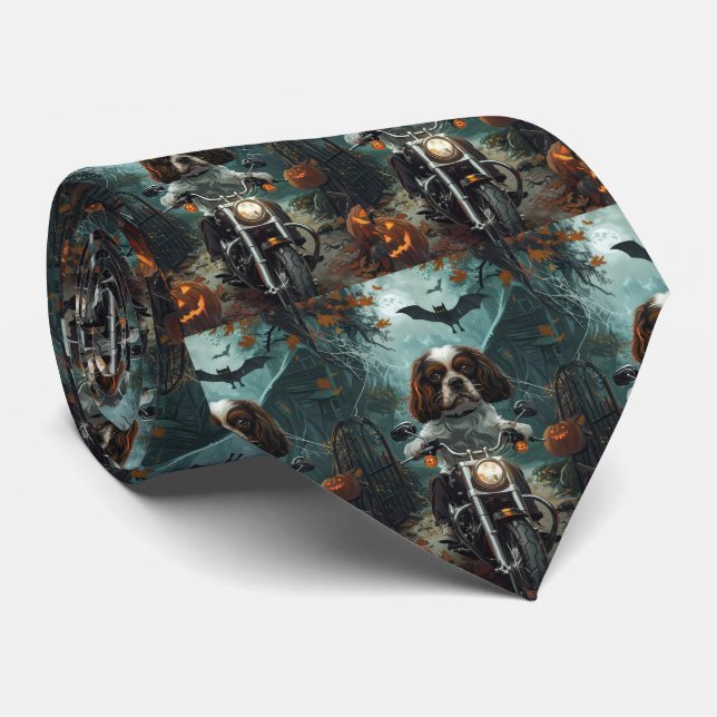 Cavalier King Charles Spaniel Halloween Skräckinja Slips (Rullad)
