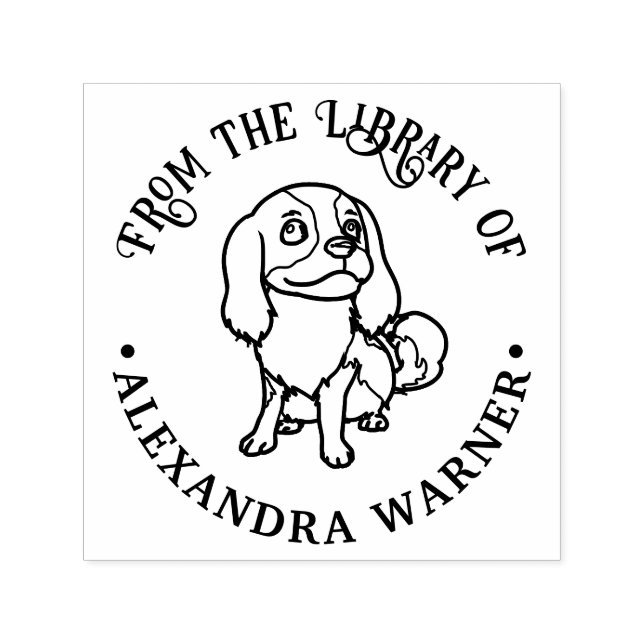 Cavalier King Charles Spaniel Hund #2 Biblioteksbo Självfärgande Stämpel (Design)