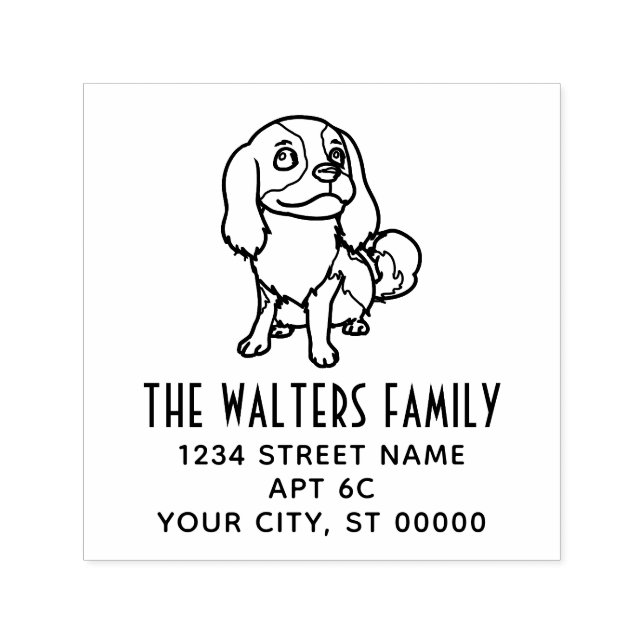 Cavalier King Charles Spaniel Hund #2 Namn Adress Självfärgande Stämpel (Design)