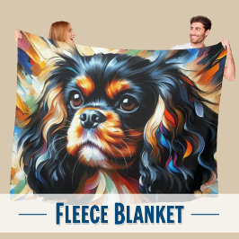 Cavalier King Charles Spaniel Hund Akryltryck Fleecefilt