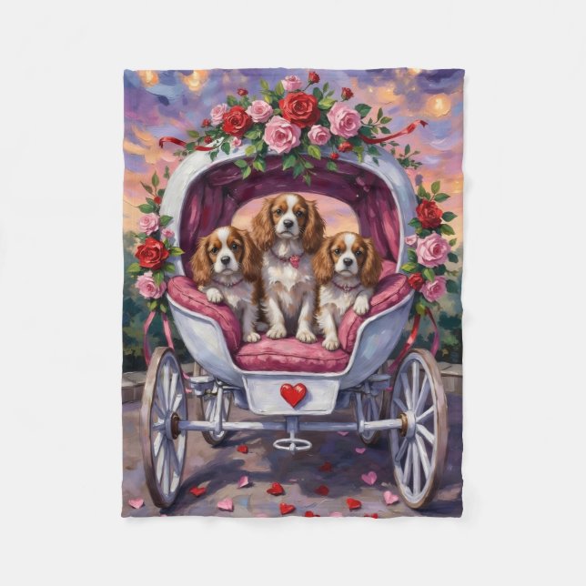 Cavalier King Charles Spaniel Hund Alla Hjärtans D Fleecefilt (Framsidan)