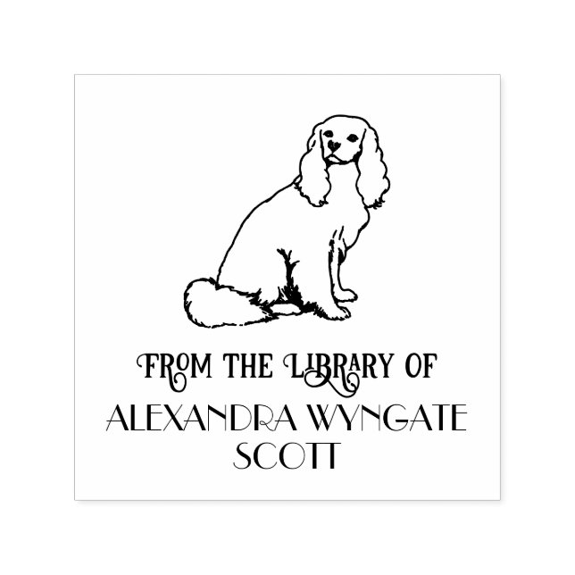 Cavalier King Charles Spaniel Hund Bibliotek Bok Självfärgande Stämpel (Design)