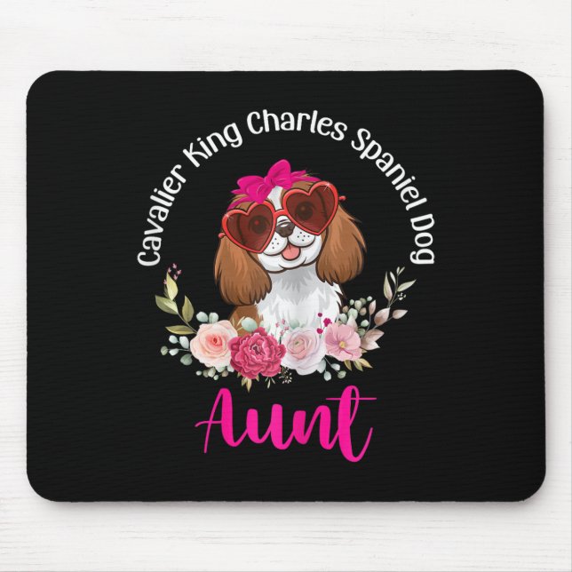 Cavalier King Charles Spaniel Hund Faster Blommig  Musmatta (Framsidan)