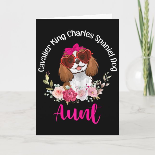 Cavalier King Charles Spaniel Hund Faster Floral V Kort (Framsida)