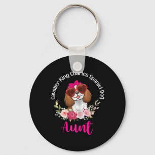 Cavalier King Charles Spaniel Hund Faster Floral V Nyckelring