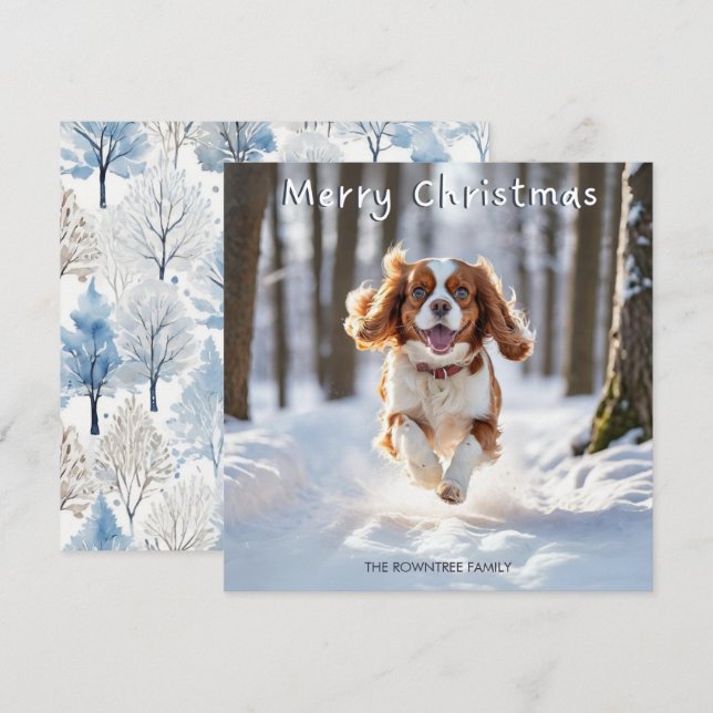 Cavalier King Charles Spaniel Hund God Jul Julkort (Fram/baksida)