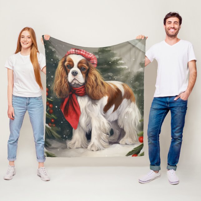 Cavalier King Charles Spaniel Hund Jul Fleecefilt (På plats)