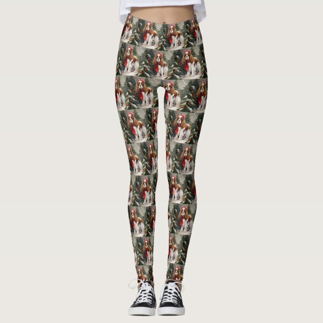 Cavalier King Charles Spaniel Hund Jul Leggings (Framsida)