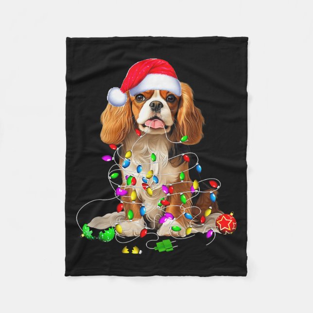 Cavalier King Charles Spaniel Hund Jul Ornament Fleecefilt (Framsidan)