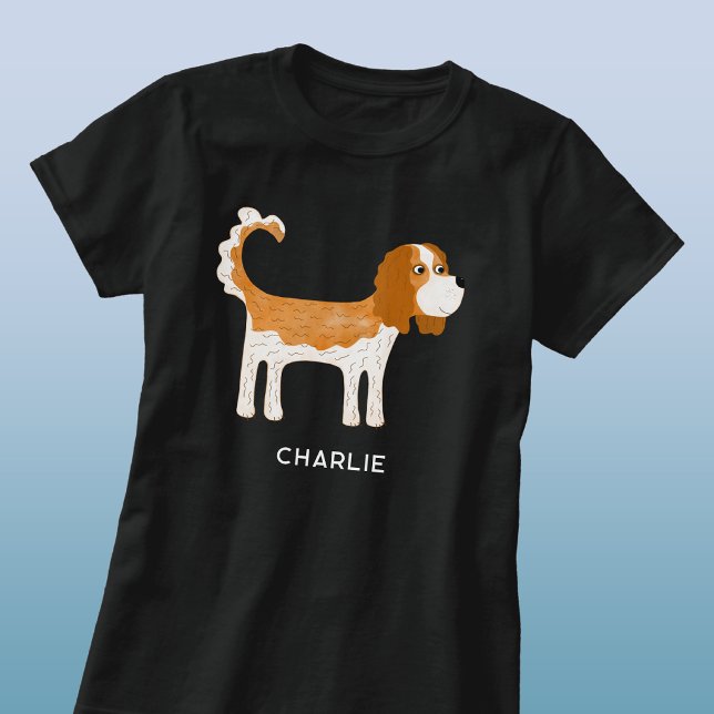 Cavalier King Charles Spaniel Hund Personlig T Shirt (Fun Cavalier King Charles Spaniel dog personalized custom name t-shirt)