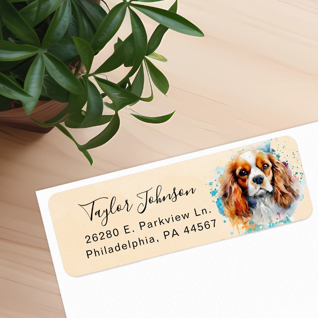 Cavalier King Charles Spaniel Hund Returadress Etikett (Skapare uppladdad)