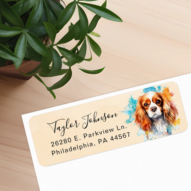 Cavalier King Charles Spaniel Hund Returadress Etikett (Skapare uppladdad)