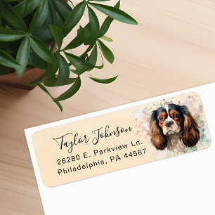 Cavalier King Charles Spaniel Hund Returadress Etikett