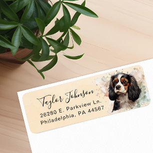 Cavalier King Charles Spaniel Hund Returadress Etikett