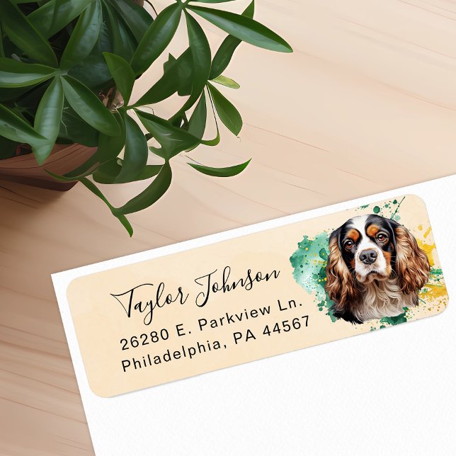 Cavalier King Charles Spaniel Hund Returadress Etikett (Skapare uppladdad)