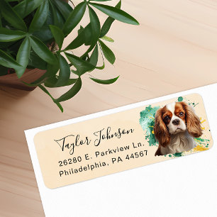 Cavalier King Charles Spaniel Hund Returadress Etikett