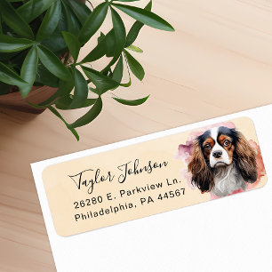 Cavalier King Charles Spaniel Hund Returadress Etikett