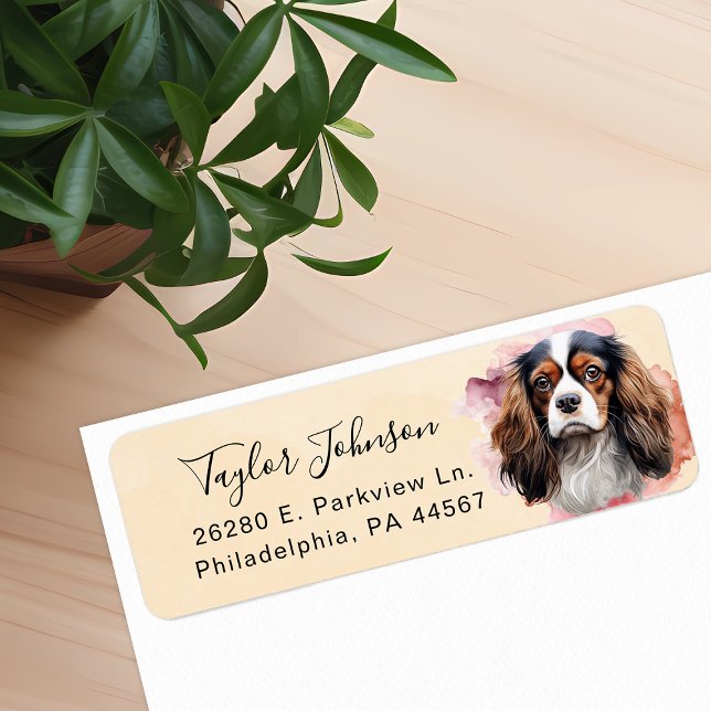 Cavalier King Charles Spaniel Hund Returadress Etikett (Skapare uppladdad)