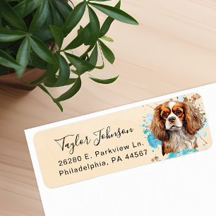 Cavalier King Charles Spaniel Hund Returadress Etikett