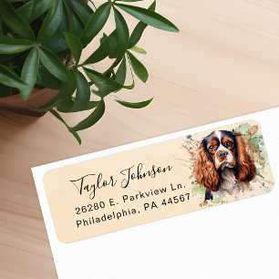 Cavalier King Charles Spaniel Hund Returadress Etikett