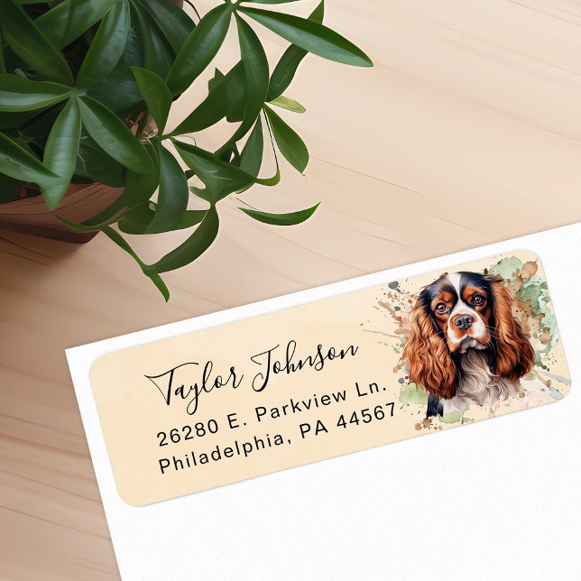 Cavalier King Charles Spaniel Hund Returadress Etikett (Skapare uppladdad)