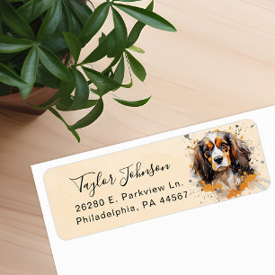 Cavalier King Charles Spaniel Hund Returadress Etikett