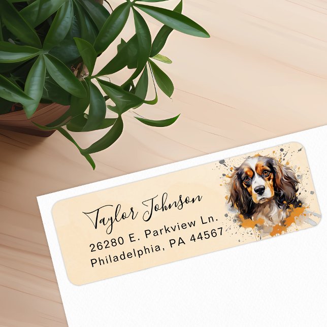 Cavalier King Charles Spaniel Hund Returadress Etikett (Skapare uppladdad)