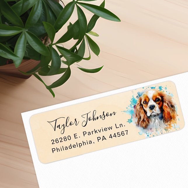 Cavalier King Charles Spaniel Hund Returadress Etikett (Skapare uppladdad)