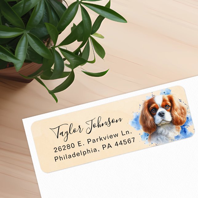 Cavalier King Charles Spaniel Hund Returadress Etikett (Skapare uppladdad)