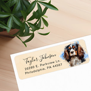 Cavalier King Charles Spaniel Hund Returadress Etikett