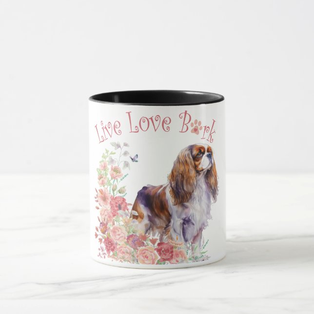 Cavalier King Charles Spaniel Hundmamma Blommig Mugg (Center)
