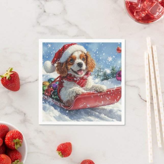 Cavalier King Charles Spaniel Hundsläde Jul Pappersservett (Insitu)