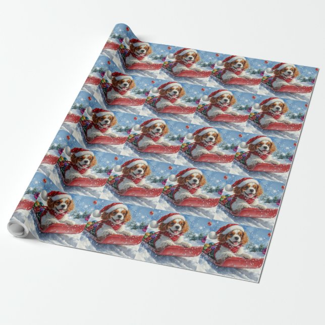 Cavalier King Charles Spaniel Hundsläde Jul Presentpapper (Utrullad)