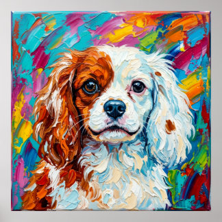 Cavalier King Charles Spaniel Impasto Porträtt Pos Poster