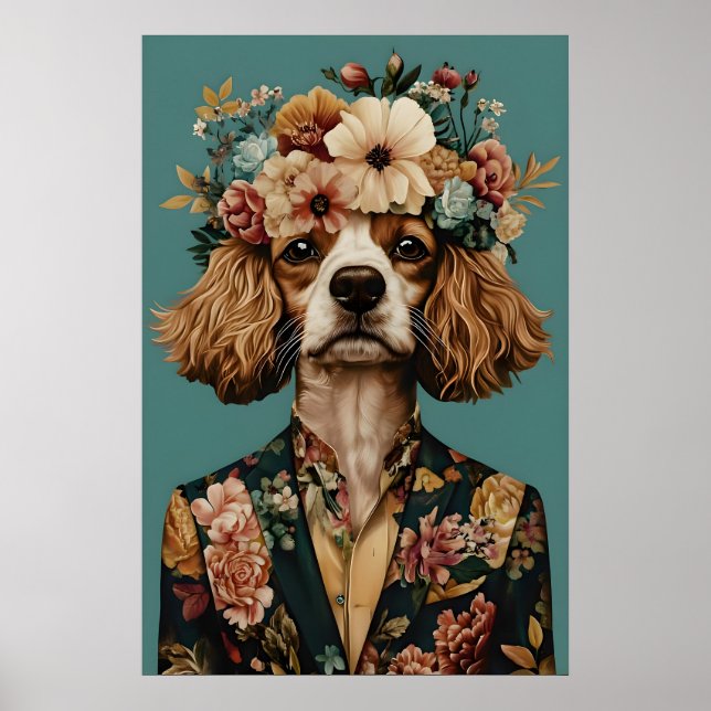 Cavalier King Charles Spaniel In Suit Poster (Framsidan)