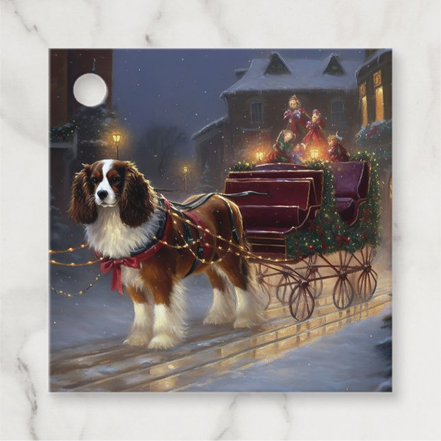 Cavalier King Charles Spaniel Jul Festiv Gåvor Etiketter (Framsida)