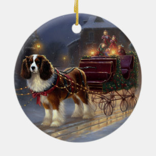Cavalier King Charles Spaniel Jul Festiv Julgransprydnad Keramik