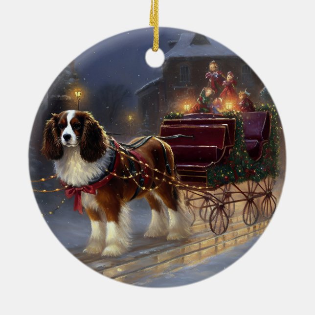 Cavalier King Charles Spaniel Jul Festiv Julgransprydnad Keramik (Baksidan)