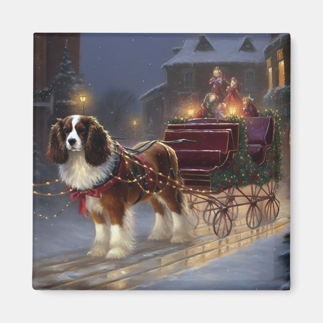 Cavalier King Charles Spaniel Jul Festiv Magnet (Framsidan)
