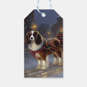 Cavalier King Charles Spaniel Jul Festiv Presentetikett