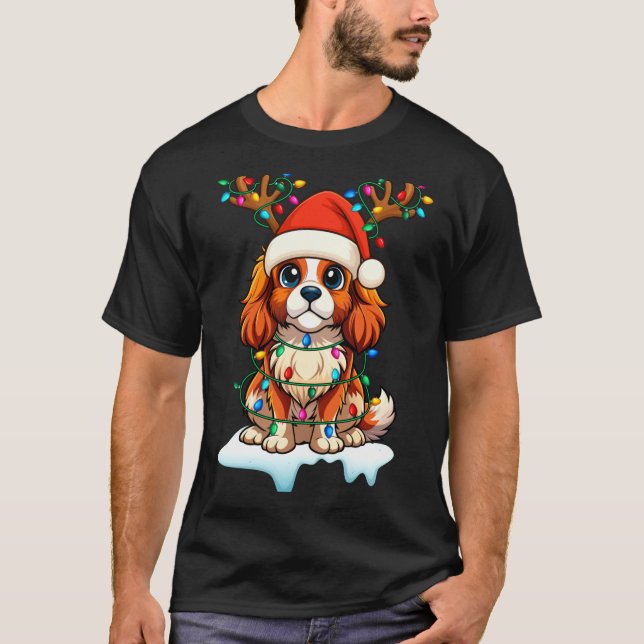 Cavalier King Charles Spaniel Jul Ren Gosedjur P T Shirt (Framsida)