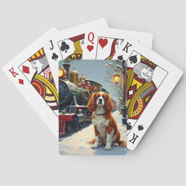 Cavalier King Charles Spaniel Jul Tåg Casinokort (Baksidan)