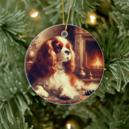 Cavalier King Charles Spaniel Julgransprydnad Keramik