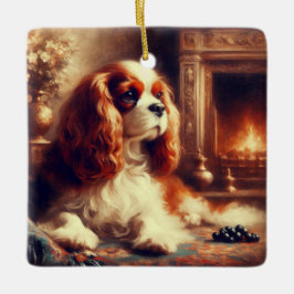 Cavalier King Charles Spaniel Julgransprydnad Keramik