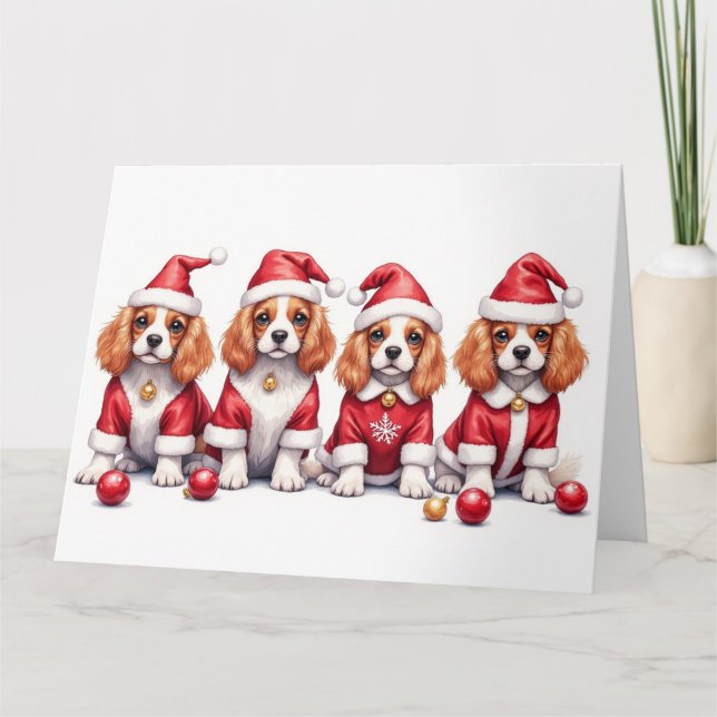 Cavalier King Charles Spaniel julklänning Kort (Framsida)