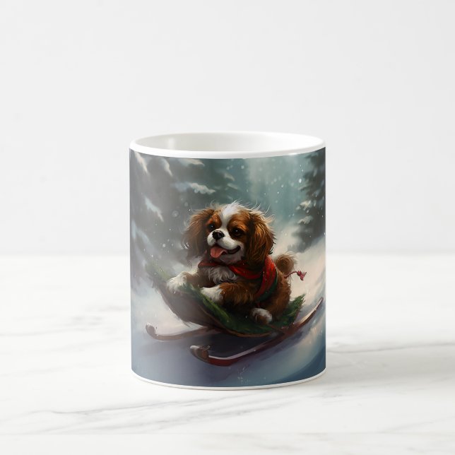 Cavalier King Charles Spaniel  julsk snow Kaffemugg (Center)